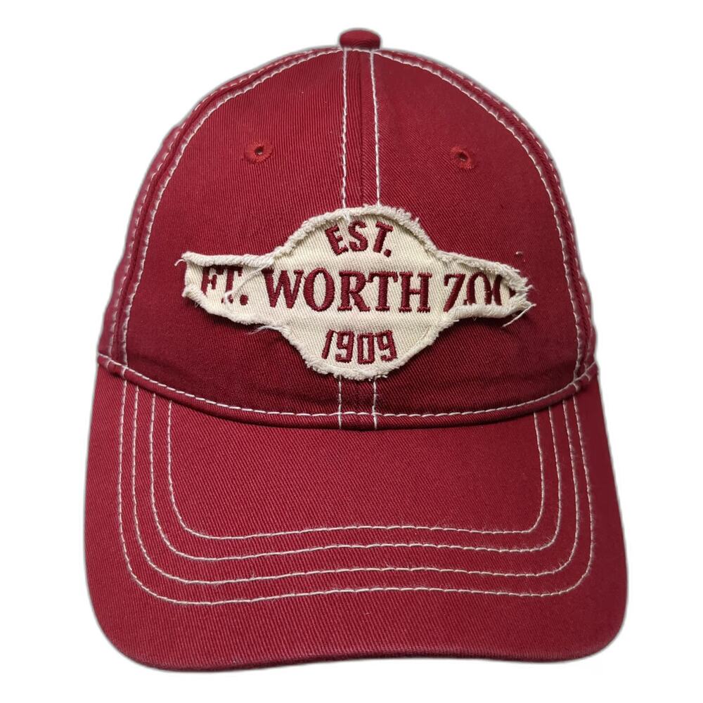 Jacobson Hat Baseball Cap Red One Size Ft Worth Zoo Patch Contrast Stitching